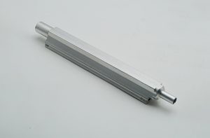 Stainless steel machined slide with CNC-milled profile