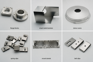 Custom metal parts: flange blocks, brackets, covers, clips and record stands